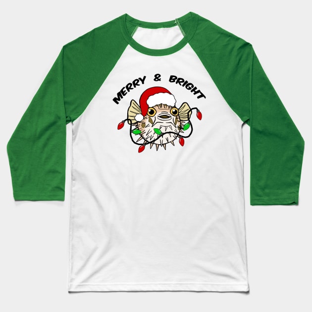 Christmas Balloonfish Baseball T-Shirt by HonuHoney